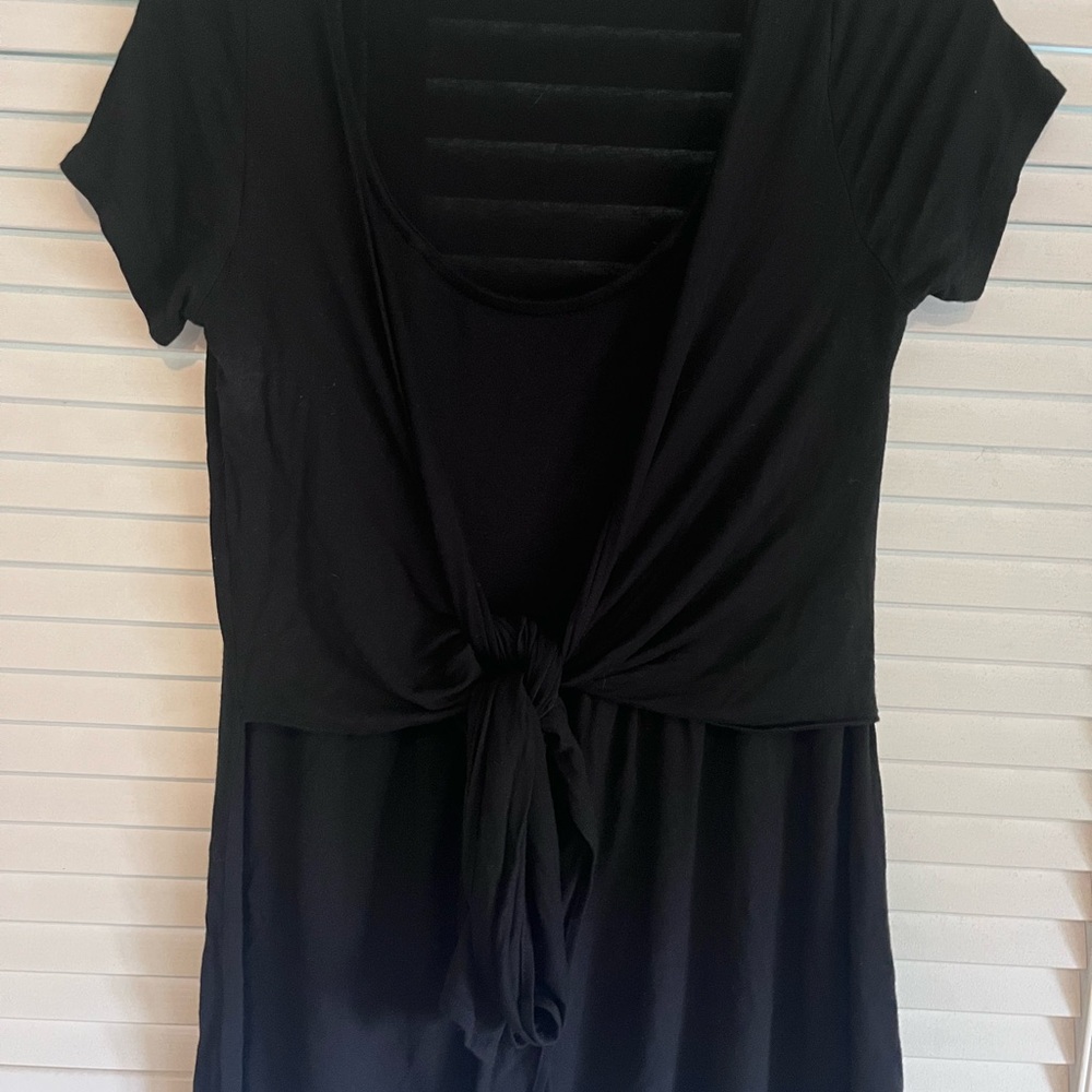 Savi Mom Black Tie-Front Blouse